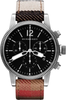 BURBERRY BU7815 stainless steel and leather chronograph watch