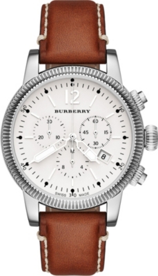 BURBERRY BU7817 The Utilitarian steel and leather chronograph watch