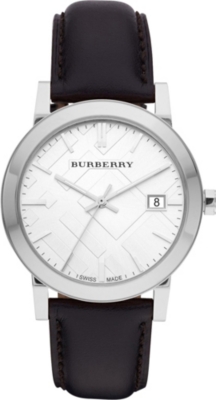 BURBERRY BU9008 stainless steel and leather watch