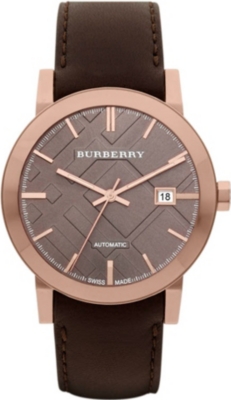 BURBERRY BU9303 rose gold-plated and leather watch