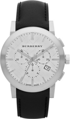 BURBERRY BU9355 stainless steel and leather chronograph watch