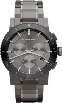 BURBERRY Gunmetal chronograph watch