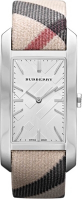 BURBERRY BU9403 stainless steel and fabric rectangular watch