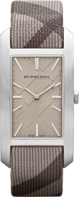 BURBERRY BU9404 stainless steel and fabric rectangular watch