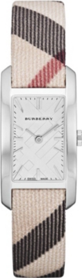 BURBERRY BU9503 Stainless steel and fabric rectangular watch