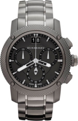 BURBERRY BU9801 gunmetal-plated chronograph sports watch