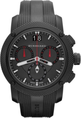 BURBERRY BU9802 Black-plated chronograph sports watch