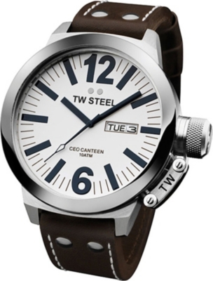 TW STEEL CEO steel case and leather strap watch