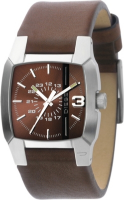 DIESEL DZ1090 stainless steel and leather watch