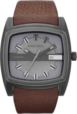DIESEL DZ1553 steel and leather watch