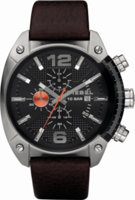 DIESEL DZ4204 steel and leather chronograph watch
