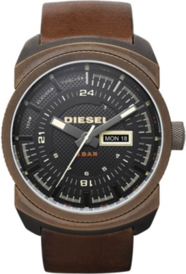 DIESEL DZ4239 rose-plated and leather watch