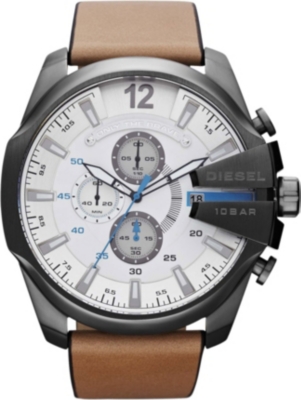 DIESEL dz4280 stainless steel and leather watch