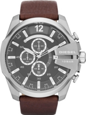DIESEL dz4290 stainless steel and leather watch