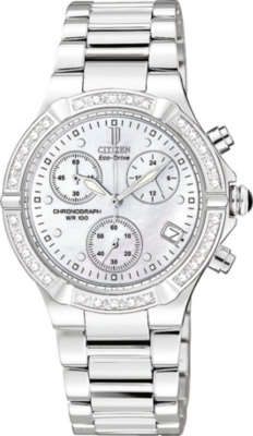 CITIZEN FB102052D Riva diamond-set steel chronograph watch