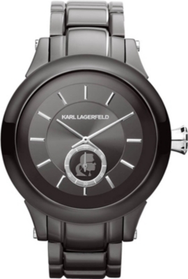 KARL LAGERFELD WATCHES KL1207 round polished stainless steel watch