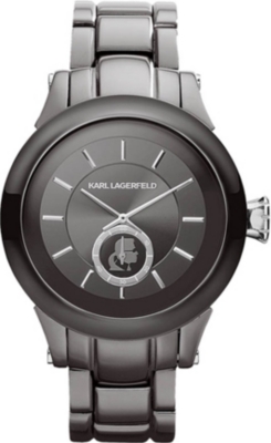 KARL LAGERFELD WATCHES KL1208 round polished stainless steel watch