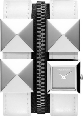 KARL LAGERFELD WATCHES KL2006 square stainless steel and leather watch