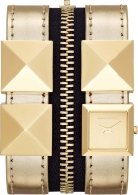 KARL LAGERFELD WATCHES KL2009 square stainless steel and leather watch