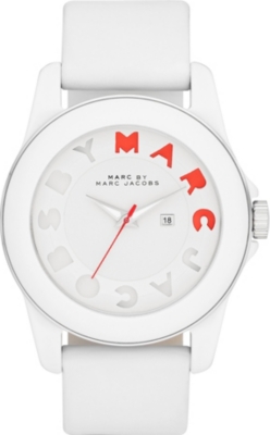 MARC BY MARC JACOBS MBM4010 Icon Stripe silicone and leather watch