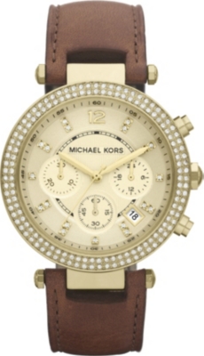 MICHAEL KORS MK2249 Parker gold-plated and leather chronograph watch
