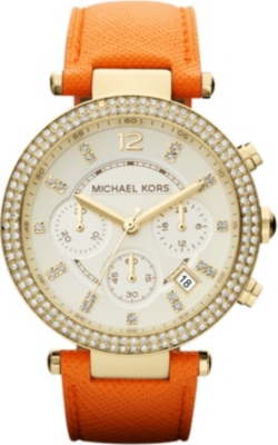 MICHAEL KORS MK2279 Parker gold-plated and leather chronograph watch