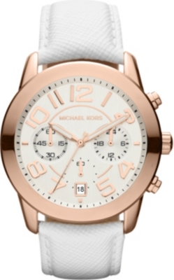 MICHAEL KORS MK2289 Mercer rose gold-plated and leather chronograph watch