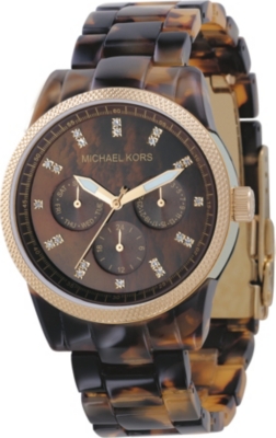MICHAEL KORS MK5038 gold-plated and tortoiseshell acrylic chronograph watch
