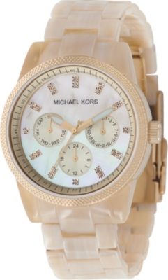 MICHAEL KORS MK5039 gold-plated and horn-effect acrylic chronograph watch