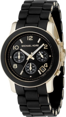 MICHAEL KORS Black and gold chronograph watch