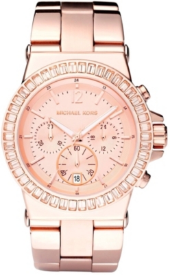 MICHAEL KORS Rose gold baguette bezel watch