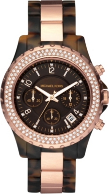MICHAEL KORS MK5416 Madison rose gold and tortoiseshell chronograph watch