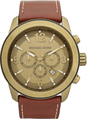 MICHAEL KORS MK8250 Gold-plated and leather chronograph watch