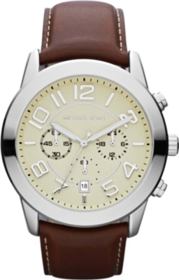 MICHAEL KORS MK8292 stainless steel and leather chronograph watch