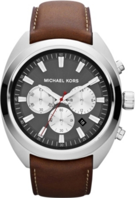 MICHAEL KORS MK8294 stainless steel and leather chronograph watch