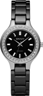 DKNY Ceramic pav&eacute; watch