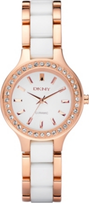 DKNY NY8141 rose gold and ceramic watch