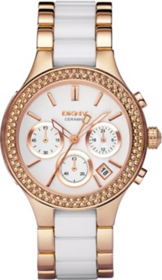 DKNY NY8183 rose gold and ceramic chronograph watch