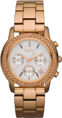 DKNY Rose gold stone&ndash;set chronograph watch
