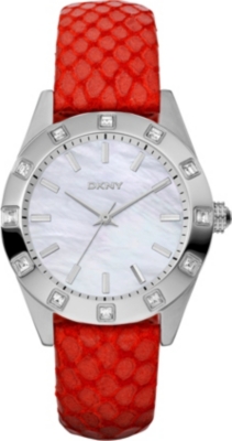 DKNY NY8786 stainless steel and leather watch