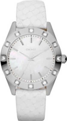 DKNY NY8790 stainless steel and leather watch