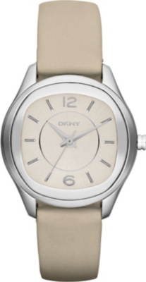 DKNY NY8809 Neutrals stainless steel and leather watch