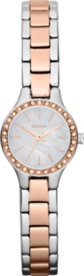 DKNY NY8811 glitz stainless steel rose gold-toned watch
