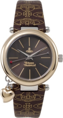 VIVIENNE WESTWOOD Orb logo strap brown watch