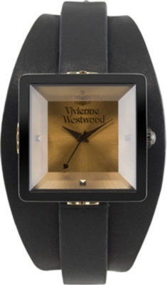 VIVIENNE WESTWOOD Cube gold dial black bangle watch