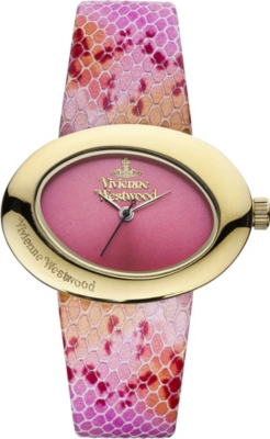 VIVIENNE WESTWOOD VV014PKPK Ellipse PVD gold-plated and leather watch