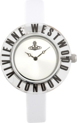 VIVIENNE WESTWOOD VV032WH plastic and leather slimline watch