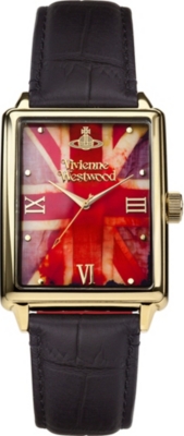 VIVIENNE WESTWOOD VV066GDBK Gold-plated and leather watch