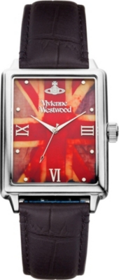 VIVIENNE WESTWOOD VV066SLBK Silver-plated and leather watch