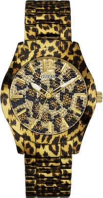 GUESS W0001L2 leopard print stainless steel watch